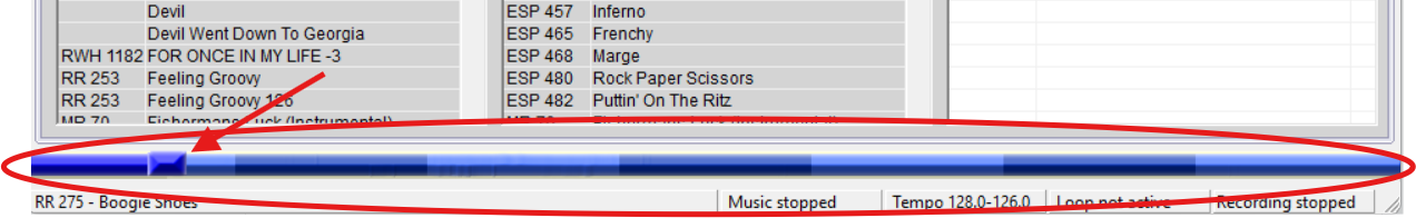 Song progress bar divided into the seven parts of a singing call