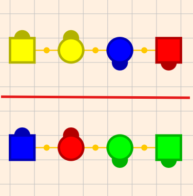 Two-faced lines with the red couple in different lines