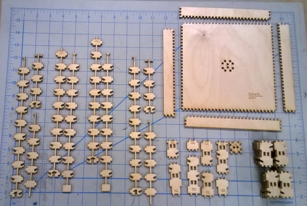 Pieces after laser cutting
